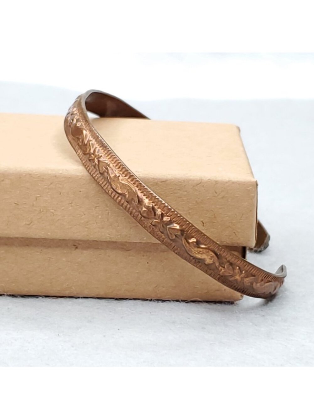 Vintage Copper Bracelet Etched Cuff .25" X 7.5" - Picture 4 of 8